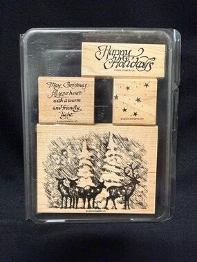Happy Holidays , Stars, Deer in the Forest, Christmas STAMPIN’ UP set of 4 ret.